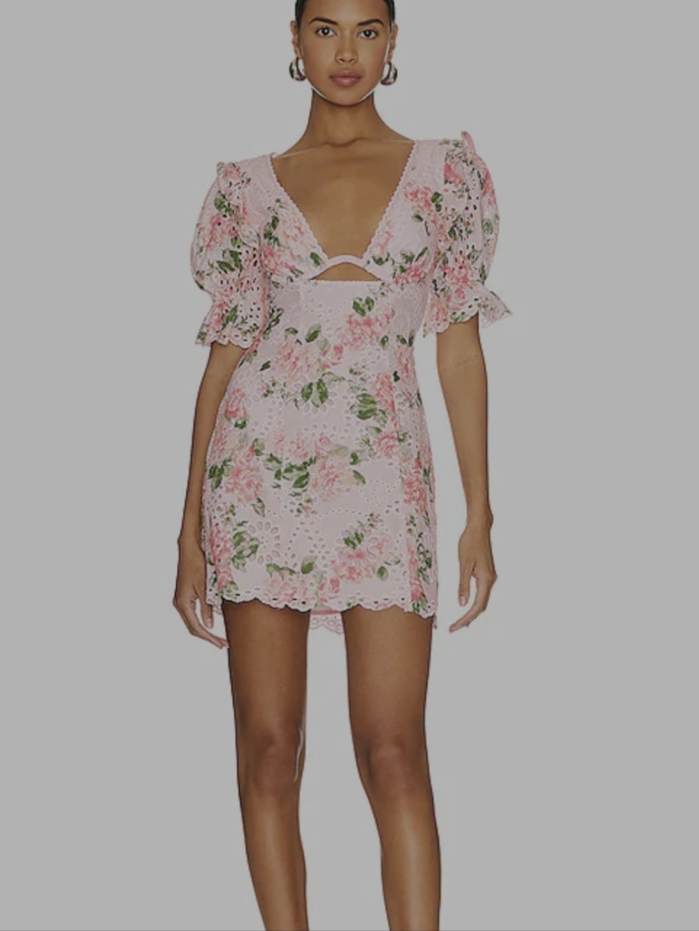 NWOT MAJORELLE Pink Floral Eyelet Lace Mini Dress Chrishelle Summer Flowers